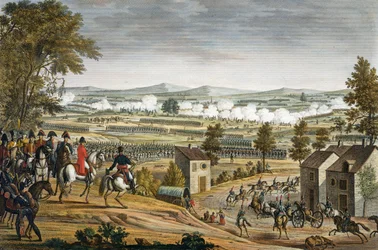 Die Schlacht von Lützen, 2. Mai 1813, graviert von Edme Bovinet